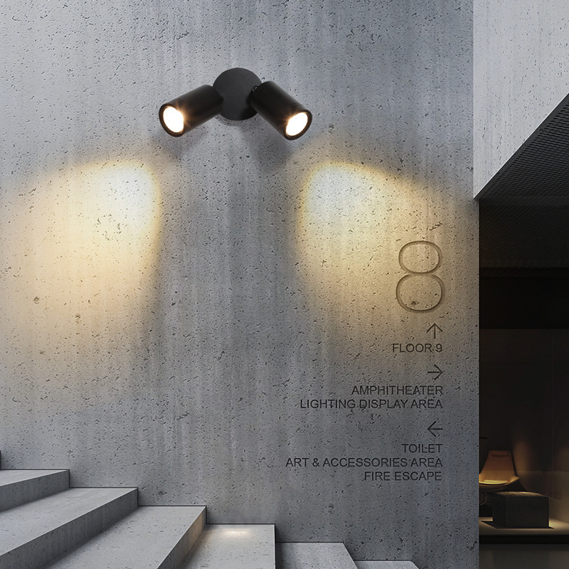 20W Double Heads Adjustable Angle Outdoor Waterproof LED Wall Lamp