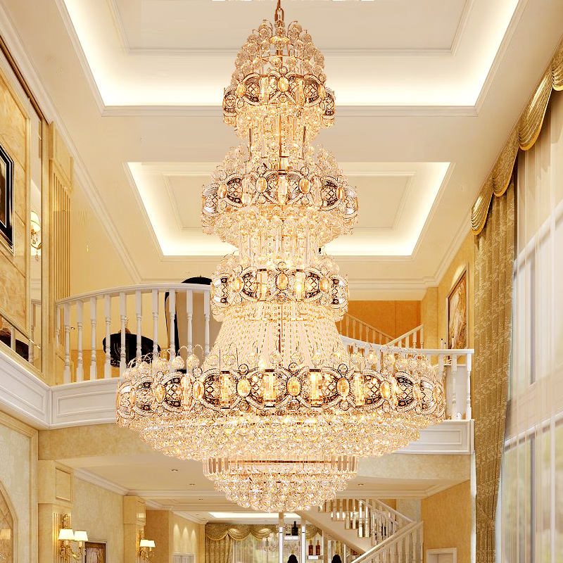 Hot Sell Hotel Lobby Modern Gold Metal Luxury Crystal Chandelier Hanging Lamps