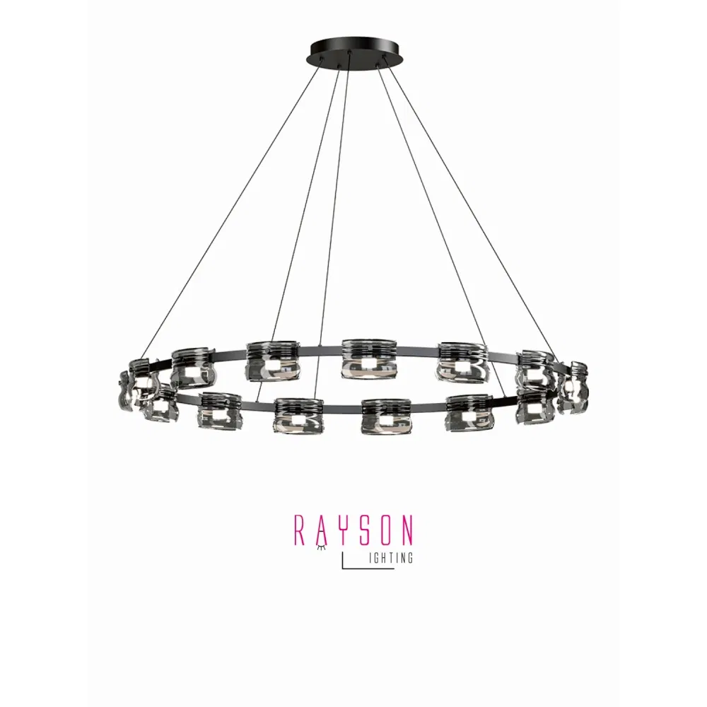 Contemporary Luxury Decorative Glass Pendant Lamp with Indoor CCT LED Creative Chandelier for Living Room and Restaurant Modern Spaces (5115)