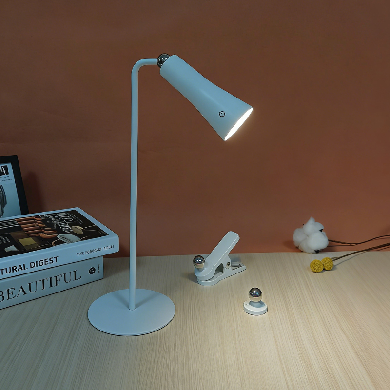 Multifunctional Magnetic LED Desk Lamp with Clip &amp; Base - 3-Step Dimmable USB Rechargeable Eye-Care Table Light