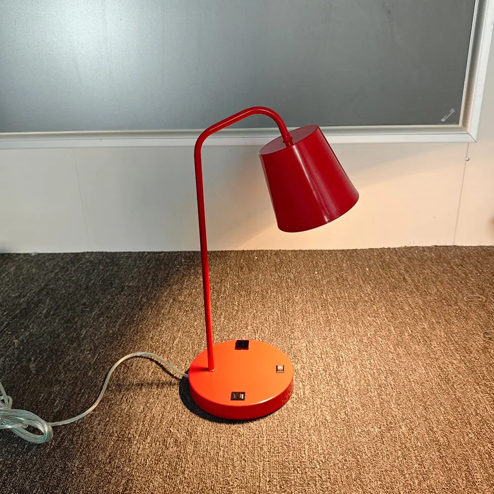 Super 8 Innov8te 2.0 by Wyndham Guestroom Red Desk Lamp with USB Charging Port