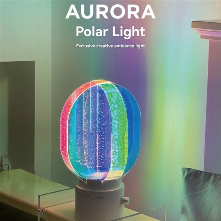 Creative Rotating Night Light Aurora Projection USB Rechargeable Romantic Mood Lamp with Stepless Dimming Starry Sky Decor