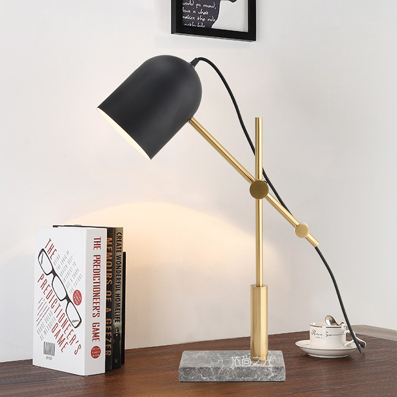High Quality Vintage Luxury Nordic Decorative Metal Study Desk Creative Reading Marble Home Decor Modern Table Lamp (ZY-TW020)