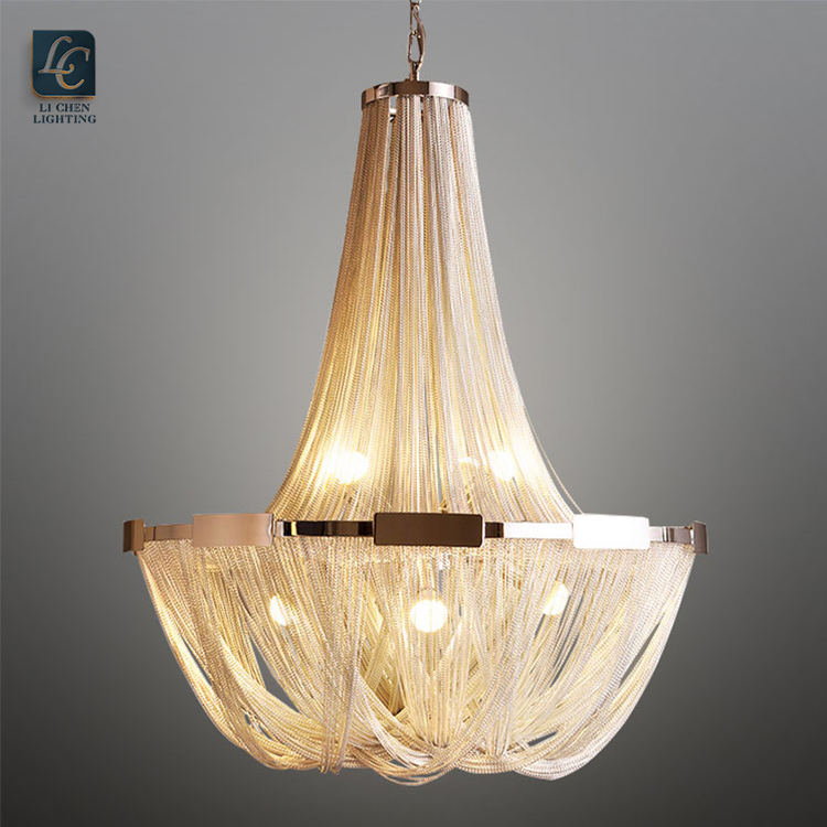 Modern Handmade Aluminum Chain Chandelier Iron Loft Light Pendant Lamp
