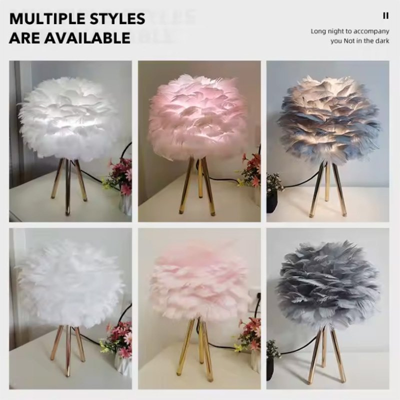 Elegant Feather Table Lamp for Luxury Bedroom Decor
