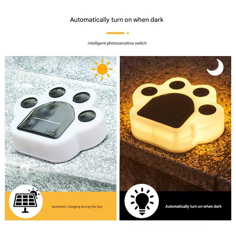 Intelligent Sensing! Footprint Solar Floor Lamp, Step Lightly on The Steps of Colorful Glow