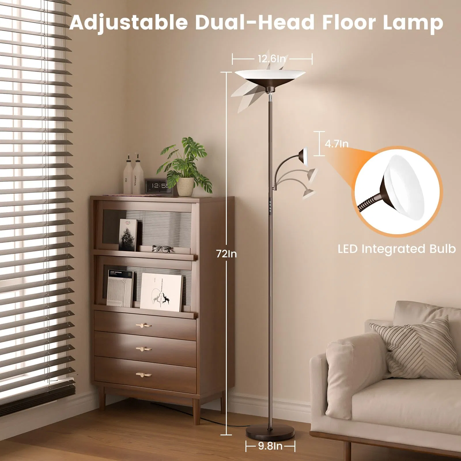 RGB Torchiere 2 - Way Dimmable Remote Button Control Rotatable Standing Floor Lamp