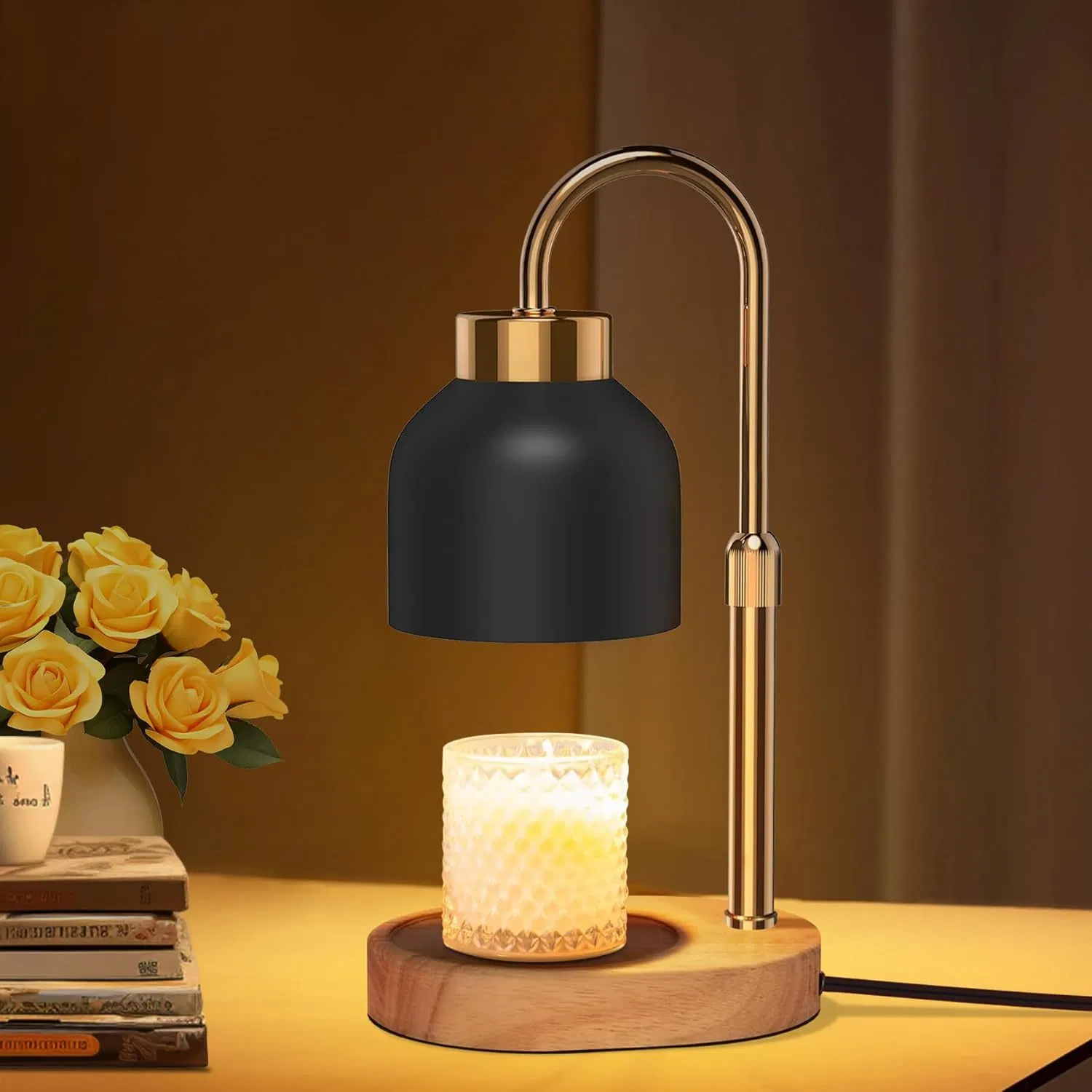 Aromatic Candle Warmer Table Lamp Desk Light with Timer Function Adjustable Height for Living Room Bedroom