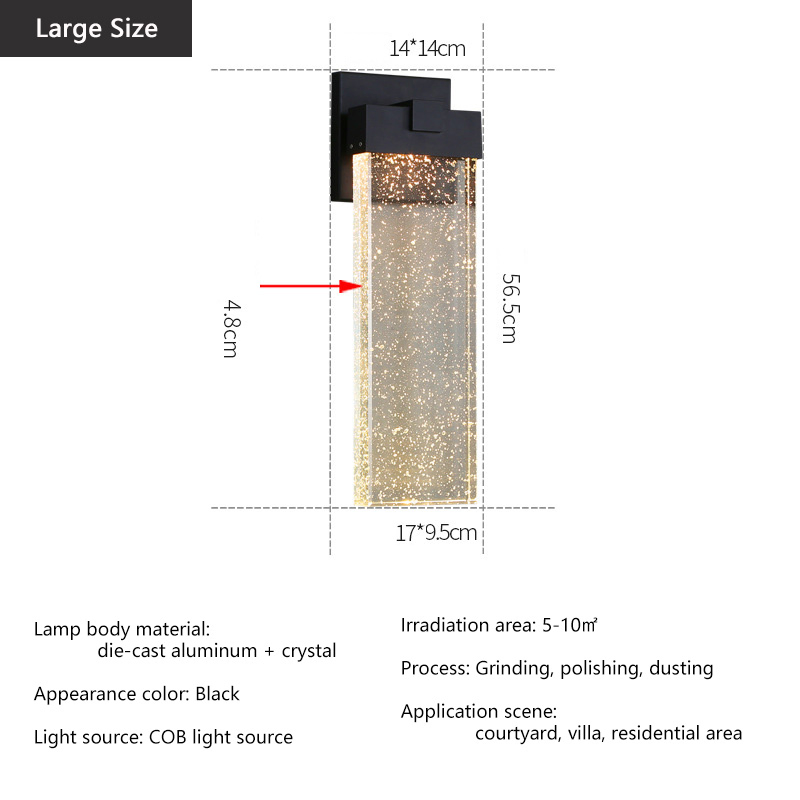 Stylish Outdoor Crystal Induction Wall Lamp for Garden Spaces