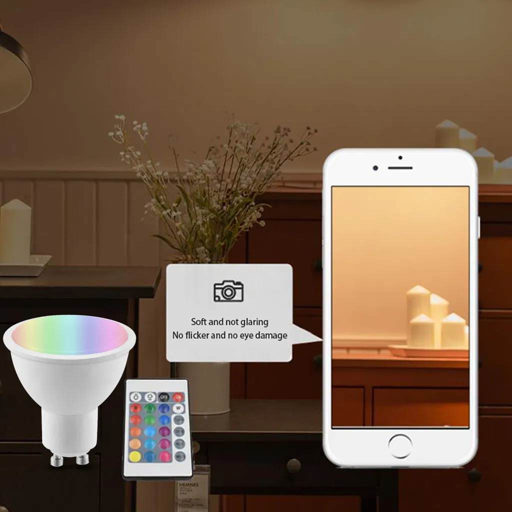 LED Smart Bulb CE RoHS ERP Approved GU10 5W Remote Control Aluminum Plastic LED Bulb Lamp for Home Decoration and Indoor Lighting