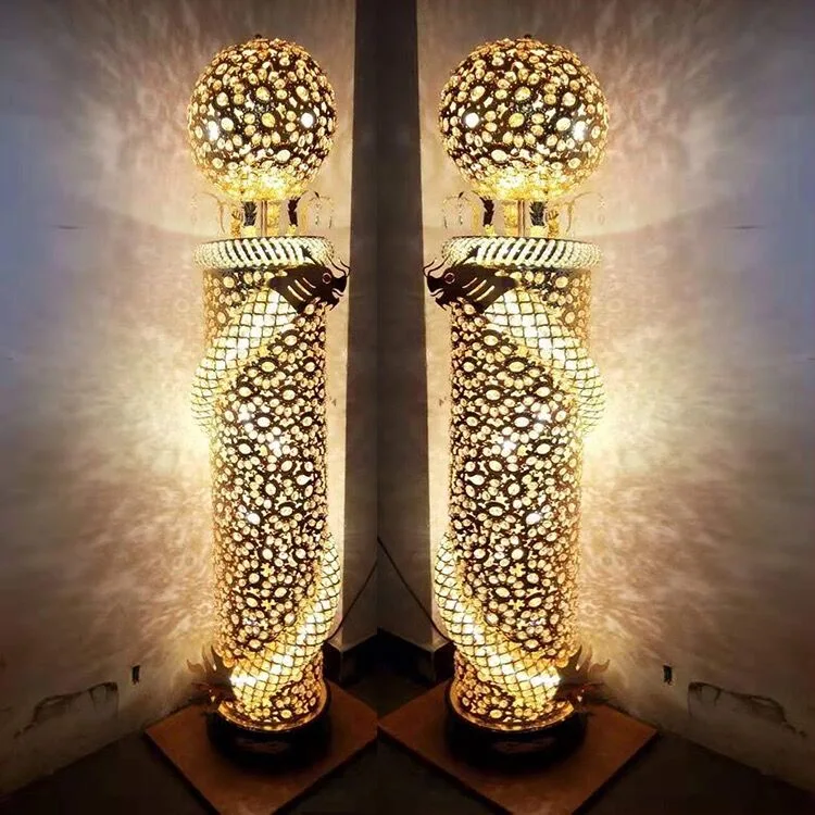 Jlf-309 Crystal Lotus Rotate Floor Lamp Buddha Lamp