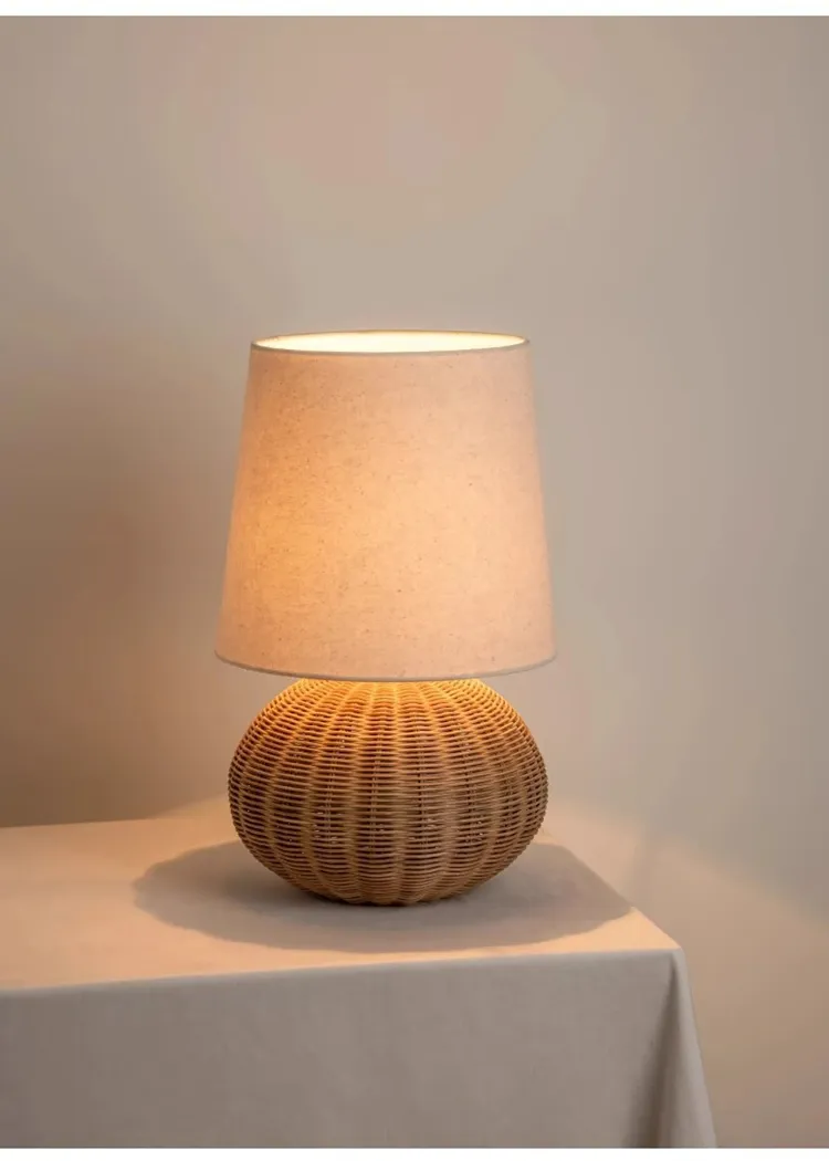 Japanese Willow Weaving Vintage Table Lamp