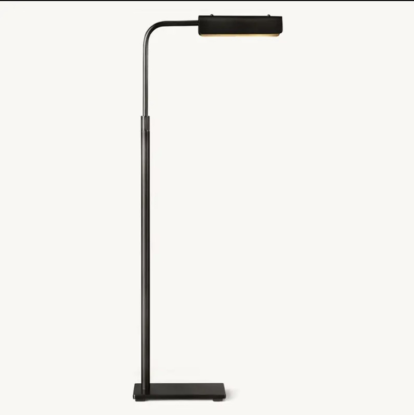 American-Designed Vintage Brass Floor Lamp - Multi-Functional LED Lighting with Shelf