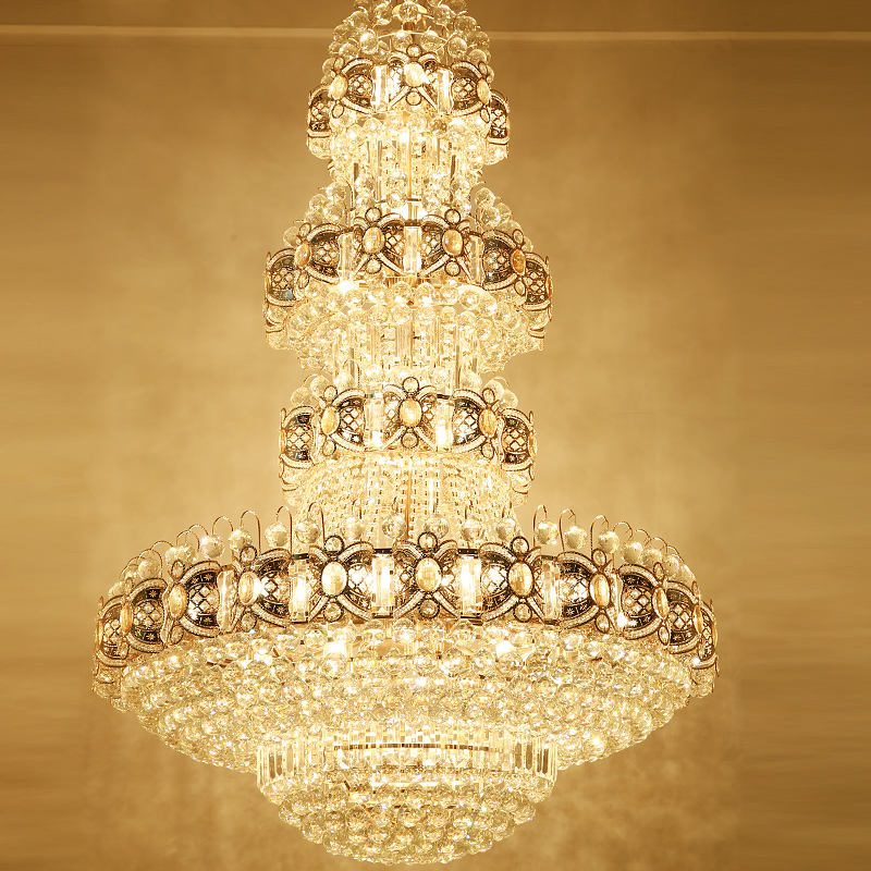 Hot Sell Hotel Lobby Modern Gold Metal Luxury Crystal Chandelier Hanging Lamps