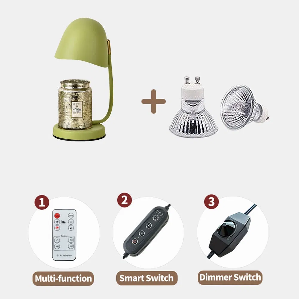 Elegant Dimmable Iron Table Lamp with Timer and Candle Warmer