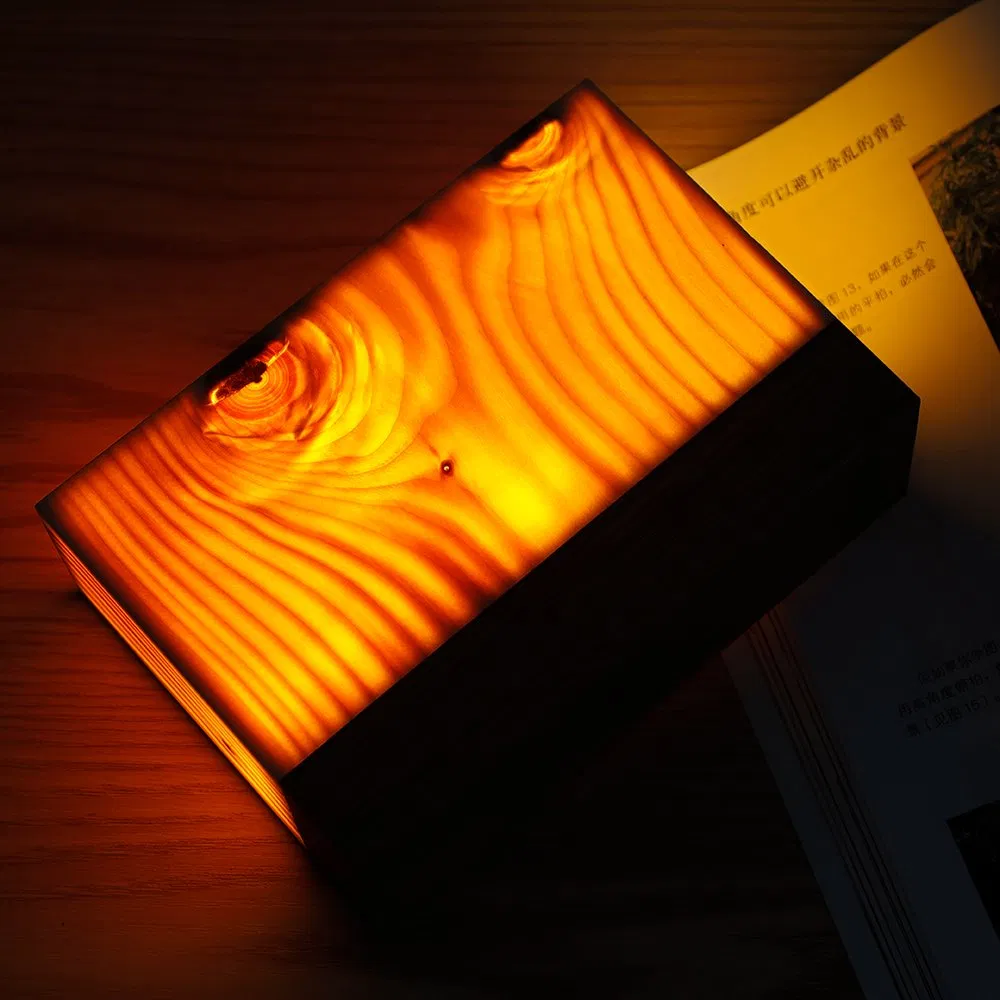 Natural Solid Wood Table Mood LED Lamp Bar or Coffee Shop Use