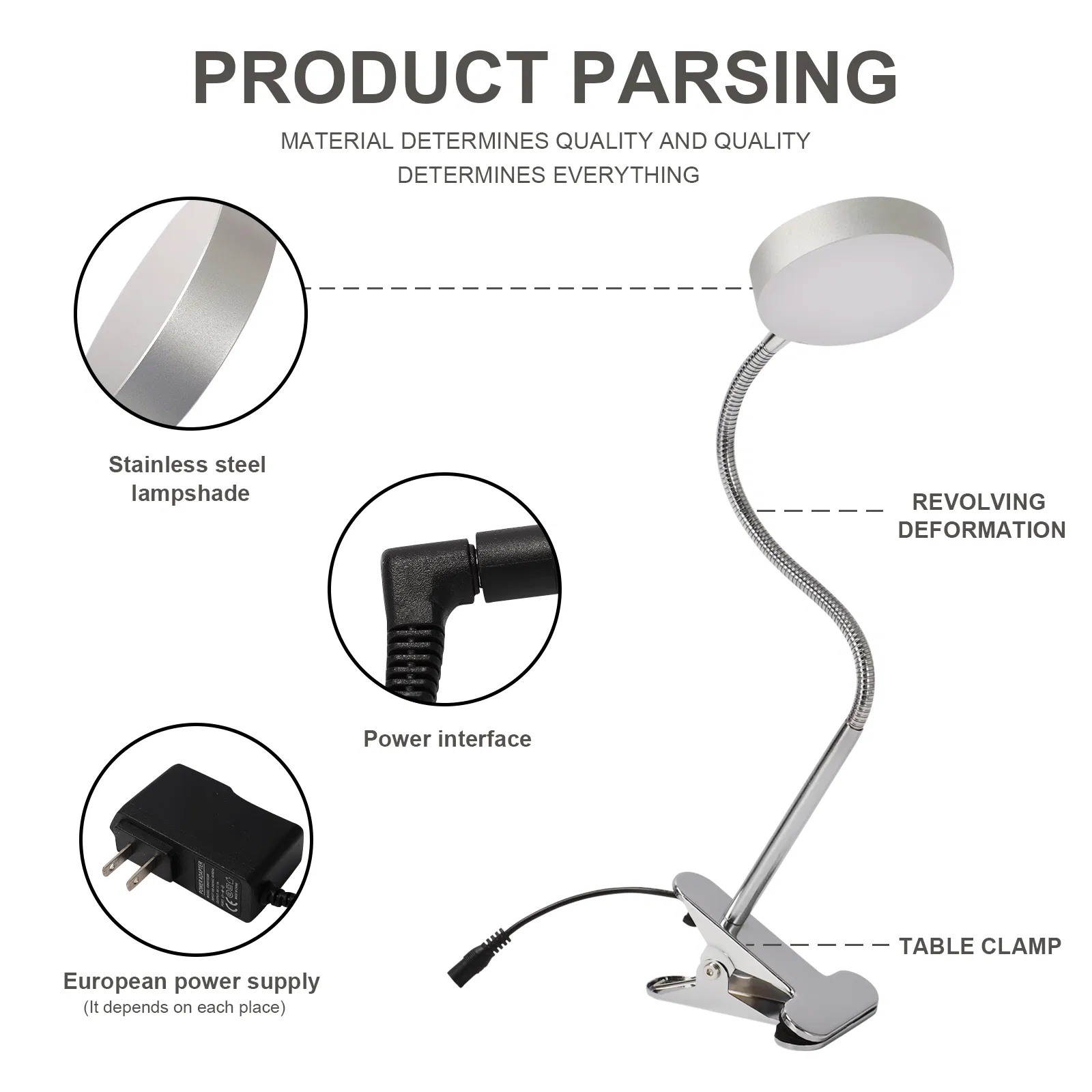 LED Clamp and Clip on Table Light Bedroom Desk Lighting Lamp