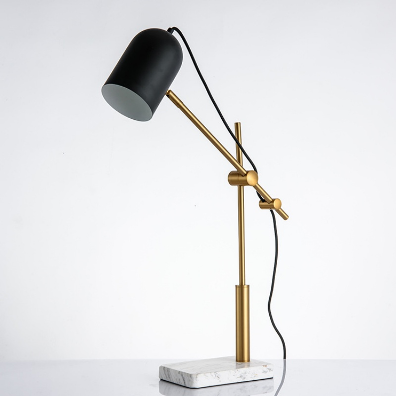High Quality Vintage Luxury Nordic Decorative Metal Study Desk Creative Reading Marble Home Decor Modern Table Lamp (ZY-TW020)