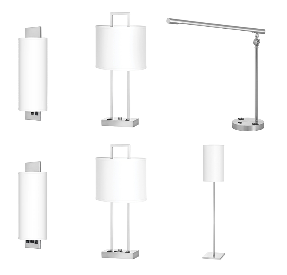 Econo Lodge Inn &amp; Suites Prestige by Choice Deluxe Family Room King Suite Headboard Sconce Nightstand Lamp Floor Standing Lamp