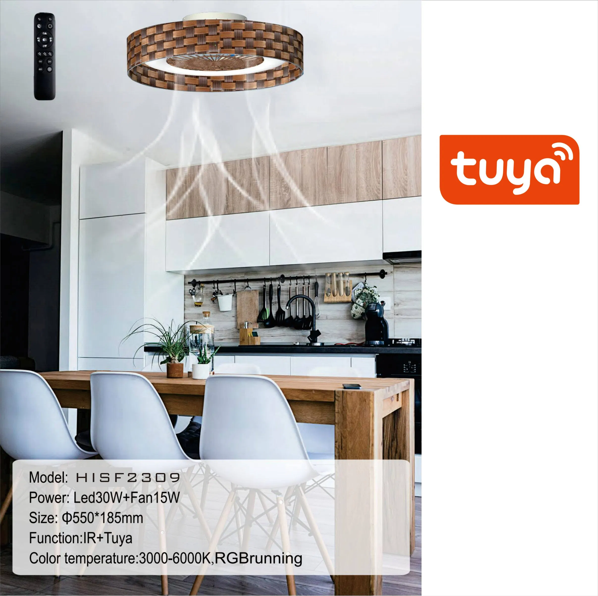 Stylish Design Cool 3 Step Speed Home Decoration LED Ceiling Fan Lamp