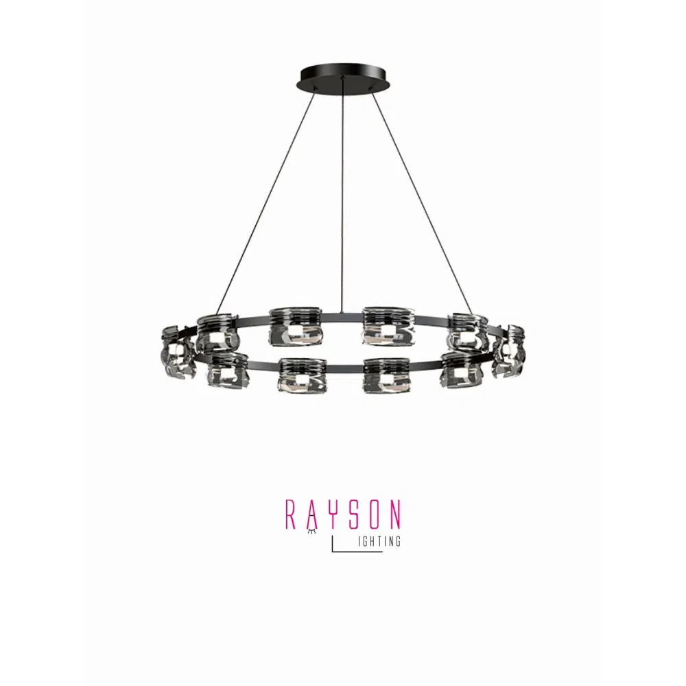 Contemporary Luxury Decorative Glass Pendant Lamp with Indoor CCT LED Creative Chandelier for Living Room and Restaurant Modern Spaces (5115)