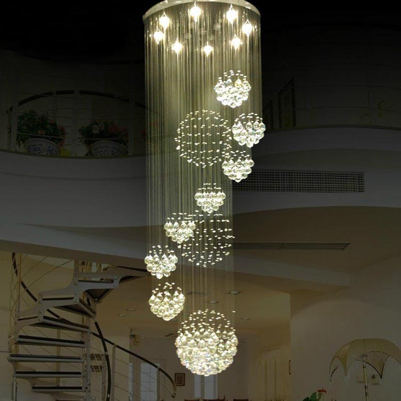 Lighting Manufacturing Wedding Chandelier Decoration Round LED Hallway Lights 120V Staircase Spirial Pendant Lamps