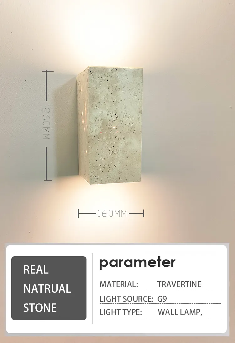 Modern Design Real Travertine Stone Indoor Wall Lamp