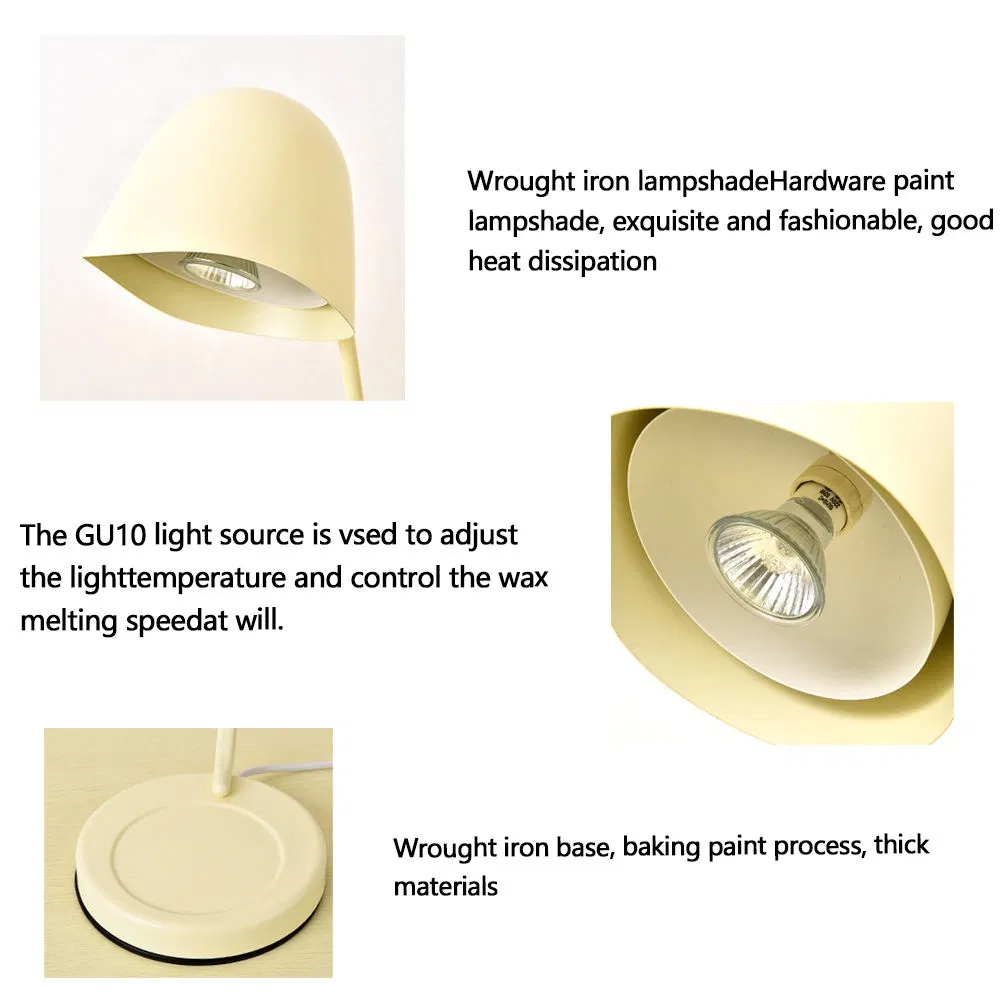 Elegant Dimmable Iron Table Lamp with Timer and Candle Warmer