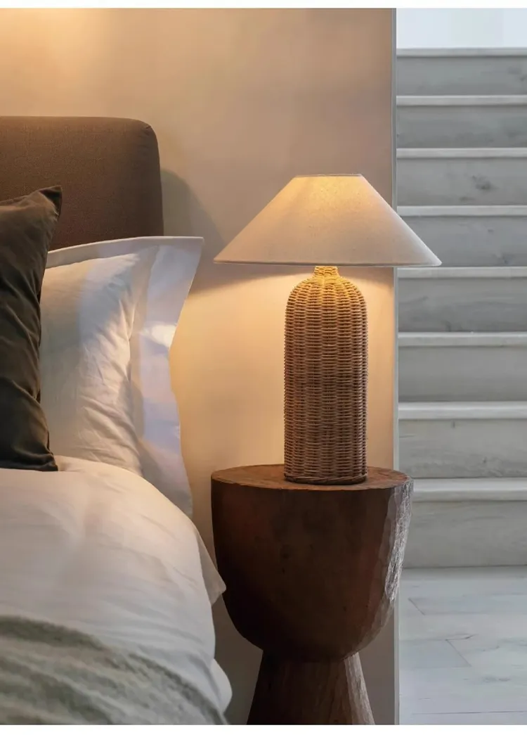 Japanese Willow Weaving Vintage Table Lamp