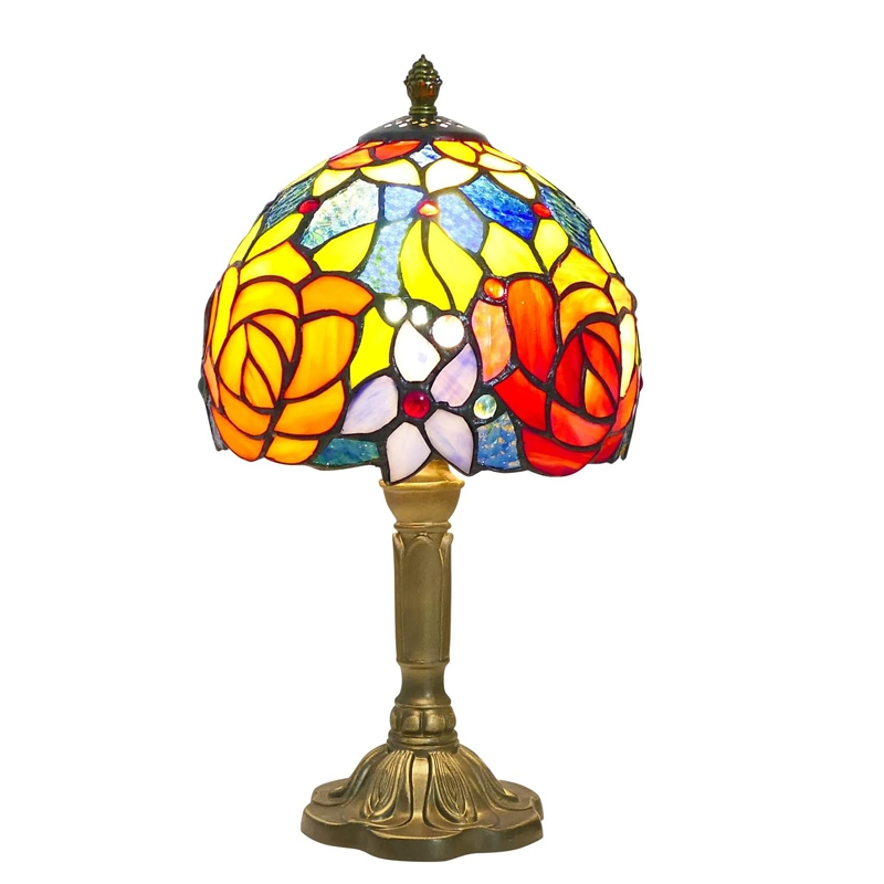 Desk Lamp Dual Color Rose Retro Handmade Colored Glass Resin