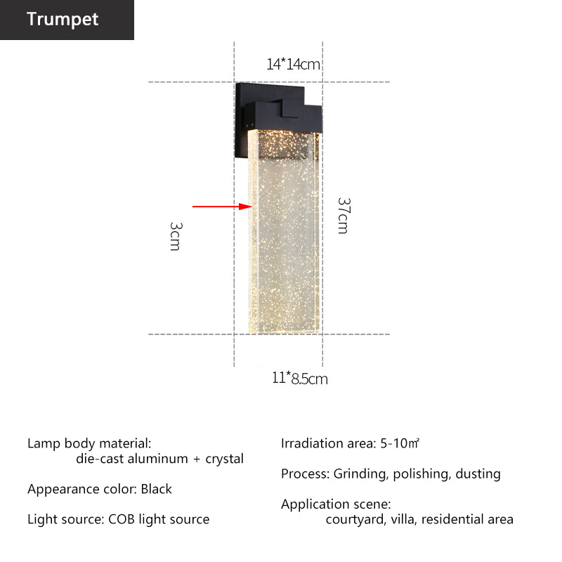 Stylish Outdoor Crystal Induction Wall Lamp for Garden Spaces