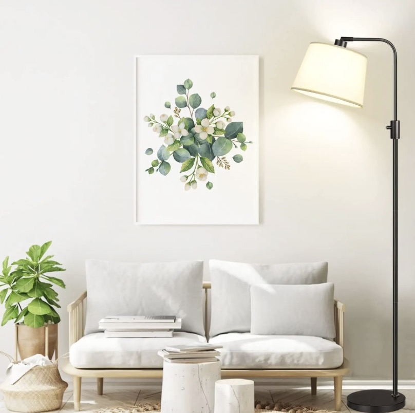 Modern Dimmable Floor Lamp with Arc Design - Sleek Vertical Tall Base for Living Room &amp; Bedroom