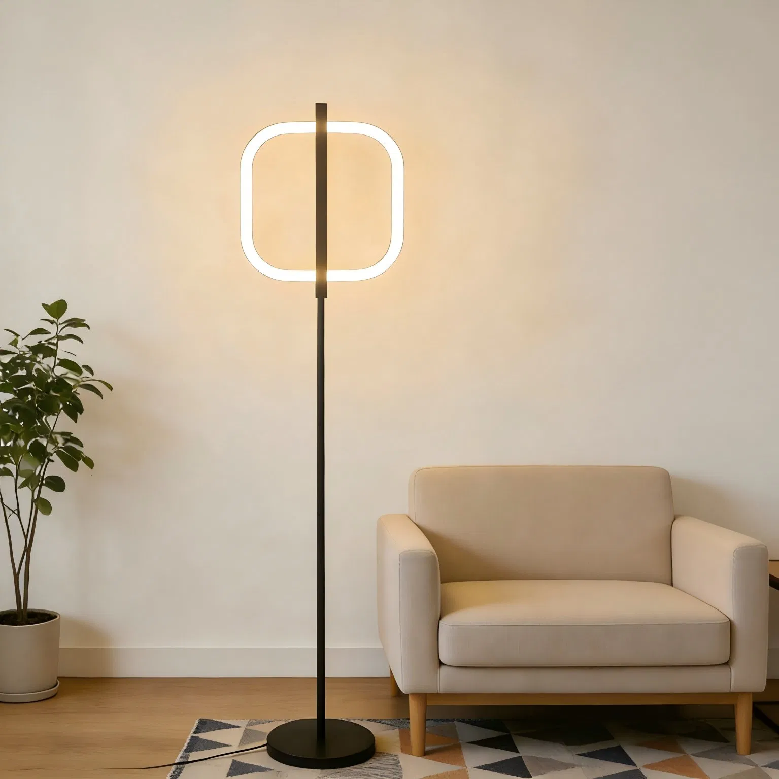 Modern Standing Floor LED Lamp 360° Illumination with acrylic Shade for Livingroom