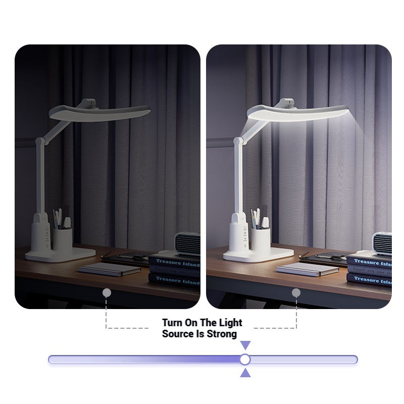 OEM ODM LED Folding Desk Lamp with Pen Holder Rechargeable Learning Timed Light Eye Protection Reading Table Lamp