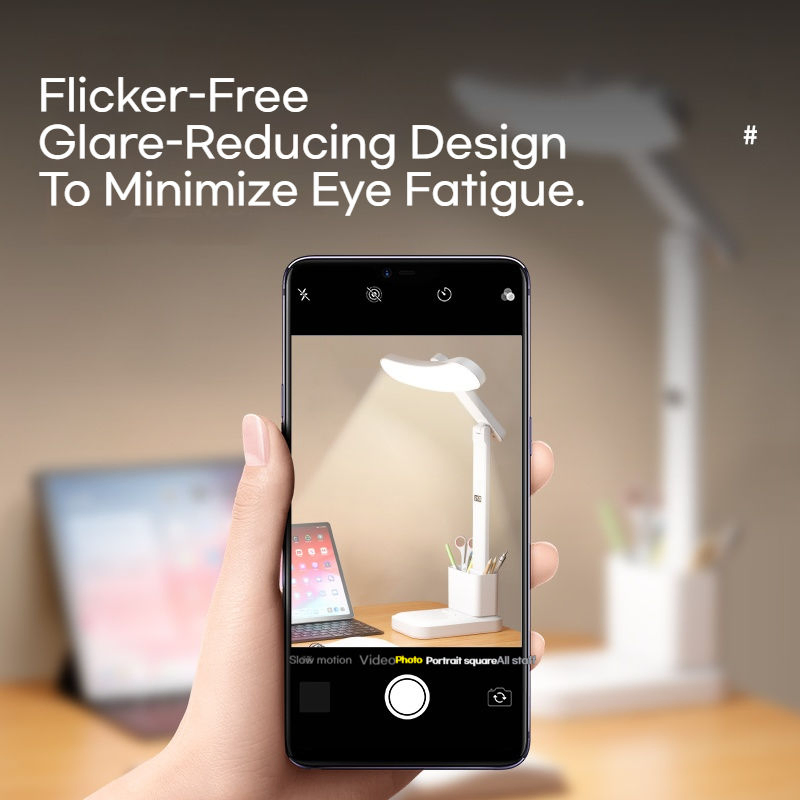 USB Charging LED Desk Lamp with Clock Power Display Multifunctional Folding Study Light Pen Holder Stand Table Lamp