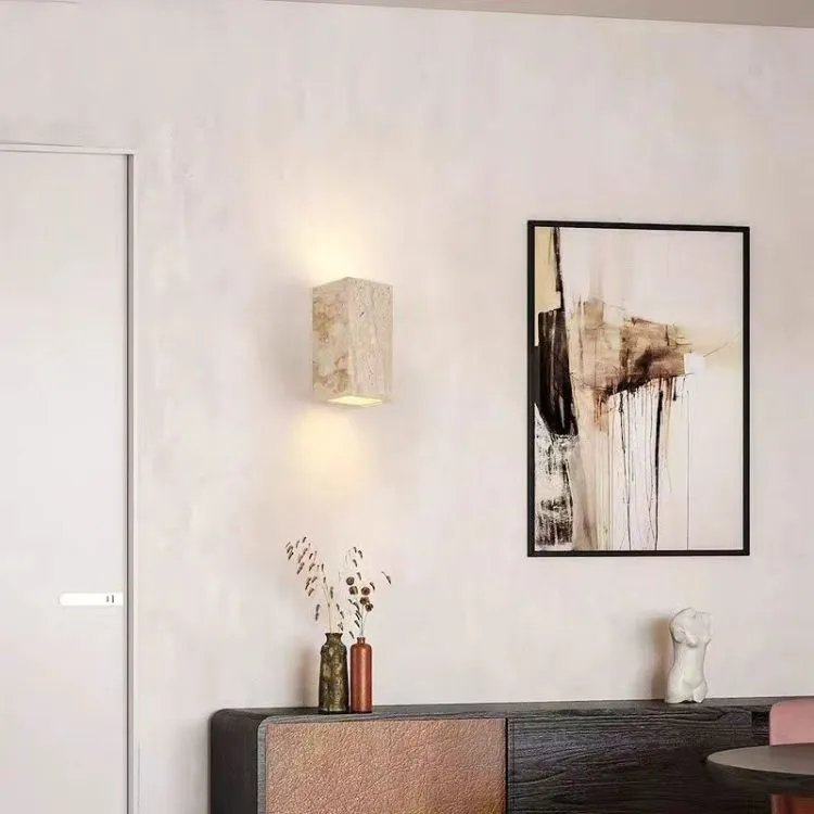 Modern Design Real Travertine Stone Indoor Wall Lamp