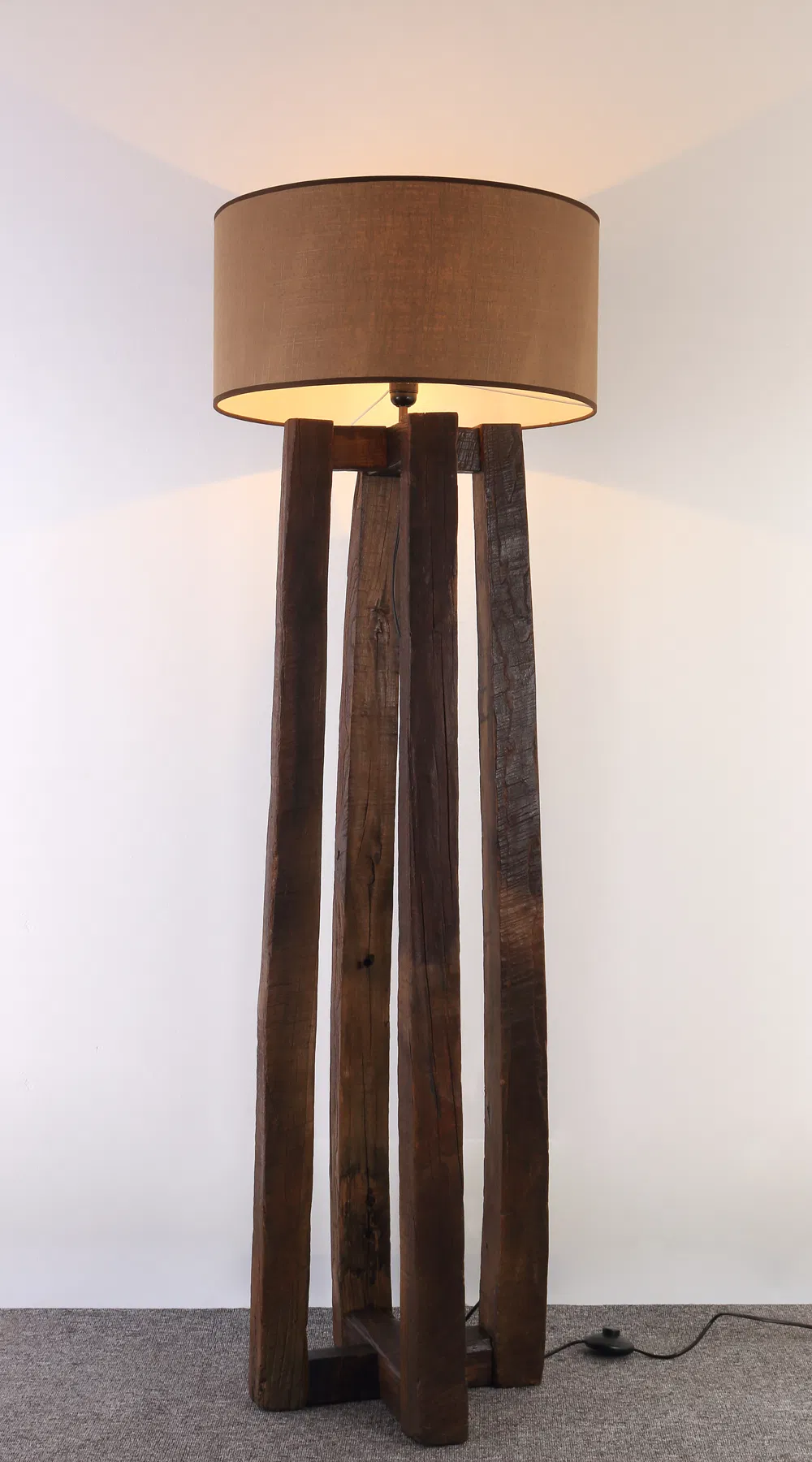 Antique Wood Floor Lamp View 2