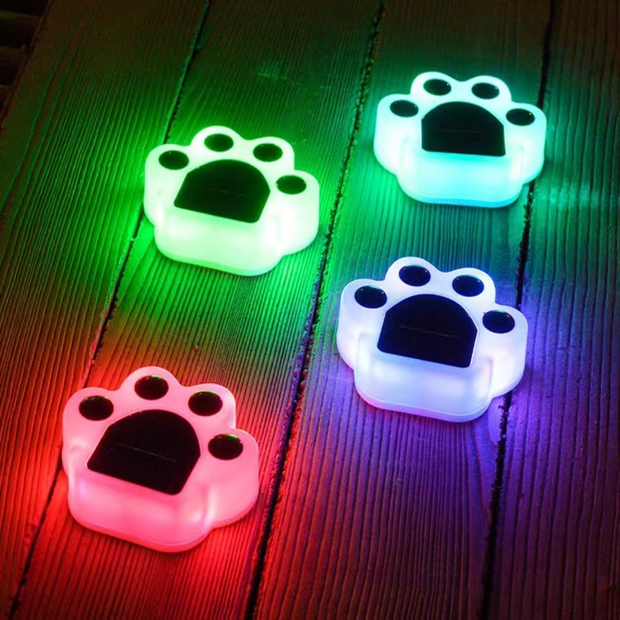 Intelligent Sensing! Footprint Solar Floor Lamp, Step Lightly on The Steps of Colorful Glow