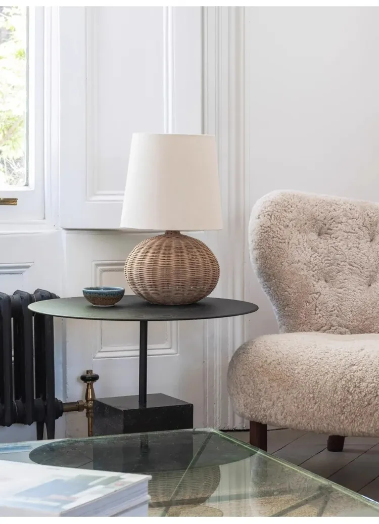 Japanese Willow Weaving Vintage Table Lamp