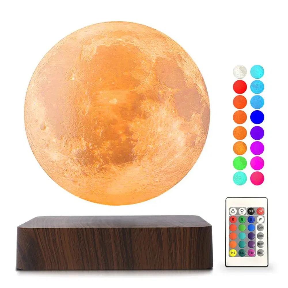 Creative 3D Magnetic Levitation RGB Moon Lamp Rotating LED Night Light for Home Decoration Gift Atmosphere Moon Floating Lamp