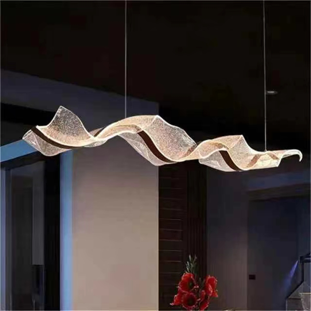 Modern Simple Restaurant Chandelier Creative Ribbon Long Lamp Living Room Bar Lamp