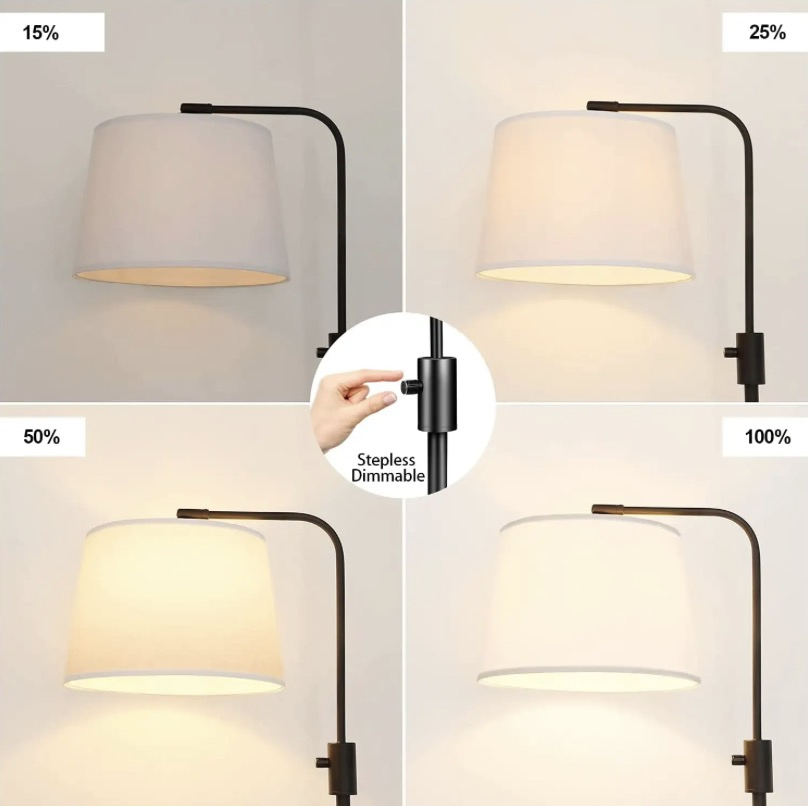 Modern Dimmable Floor Lamp with Arc Design - Sleek Vertical Tall Base for Living Room &amp; Bedroom