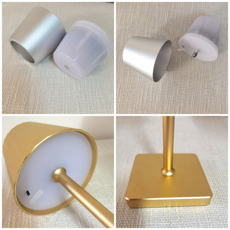 Aluminium Oxidation Alloy Indoor Outdoor Hotel Decorative Cordless Lampara De Escritorio LED Dining Rechargeable Table Lamp with USB Touch Brightness Dimming