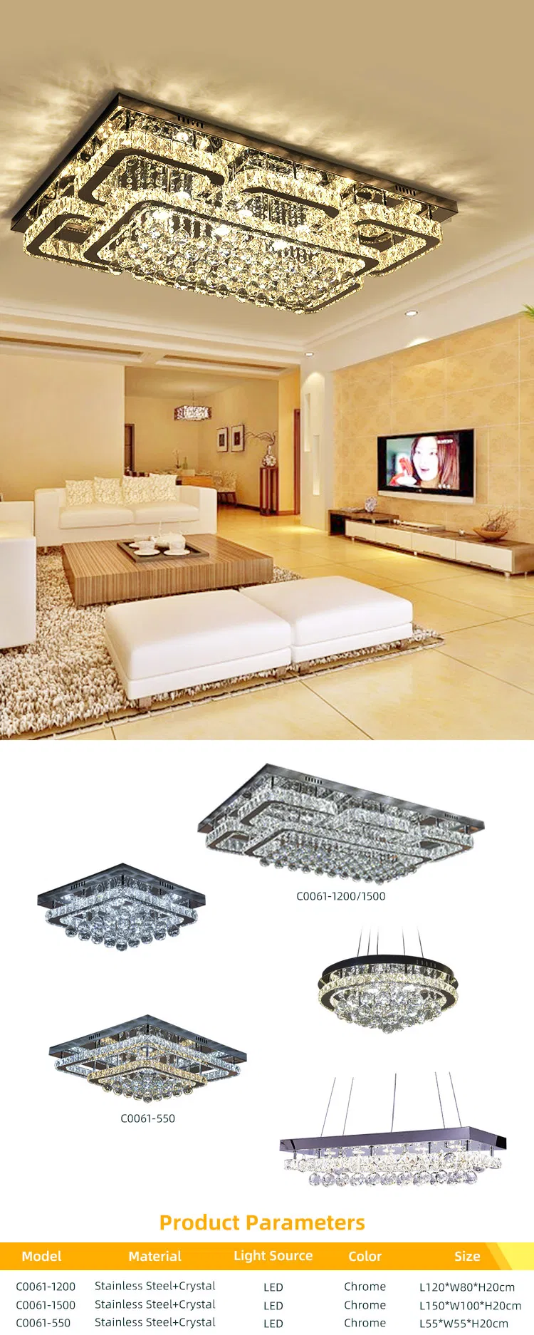 Crystal LED Ceiling Lamp Detail 2