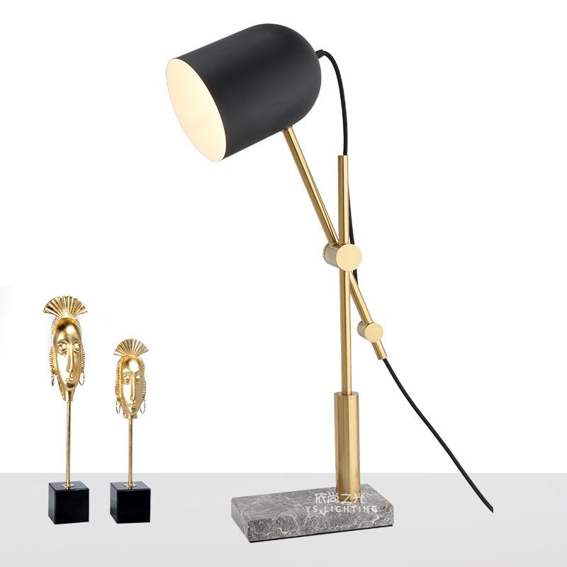 High Quality Vintage Luxury Nordic Decorative Metal Study Desk Creative Reading Marble Home Decor Modern Table Lamp (ZY-TW020)