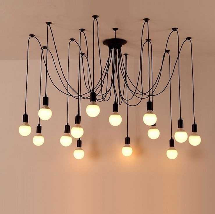 10-Head/12-Head/14-Head Vintage Edison Lamp Light Pendant Lighting Industrial Ceiling Spider Chandelier Pendant Lamp Base