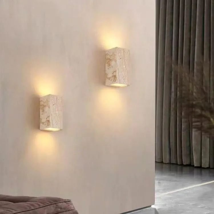 Modern Design Real Travertine Stone Indoor Wall Lamp