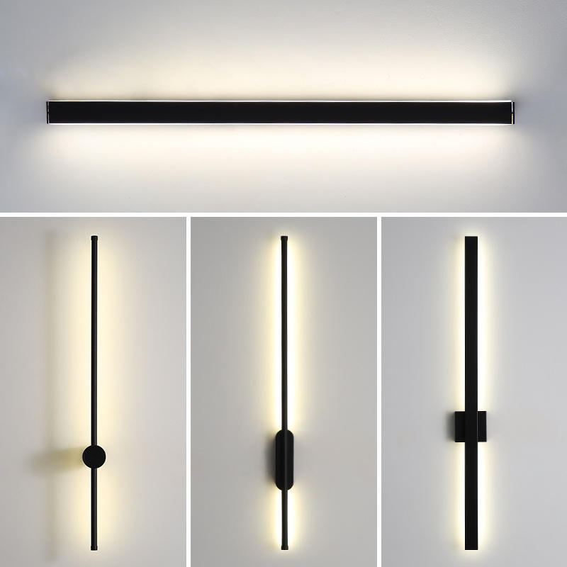 Modern Long Linear Wall Light Indoor Strip Black Dimmable LED Wall Lamps