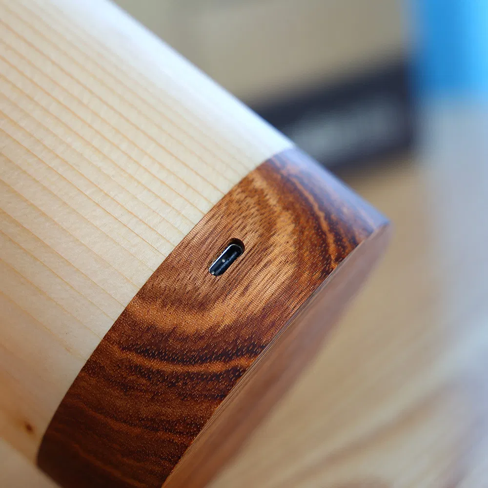 Circular Column Wood LED Mood Night Light Table Decorative Lamp