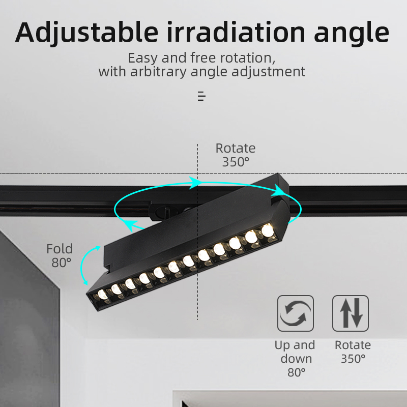 Modern Foldable Recessed Mounted Aluminum Grille Light Track Lighting